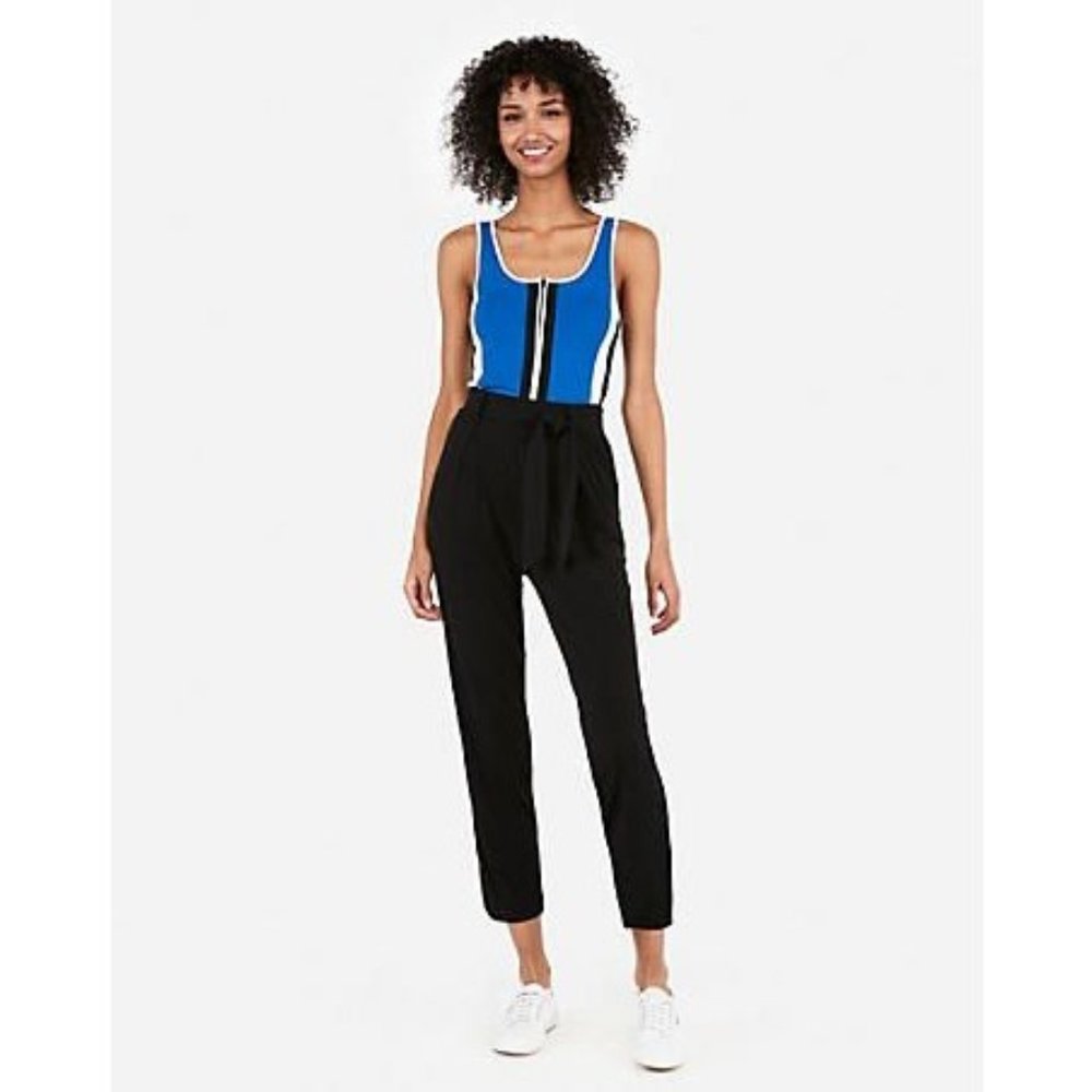 Express One Eleven Zip Front Color Block Tank L